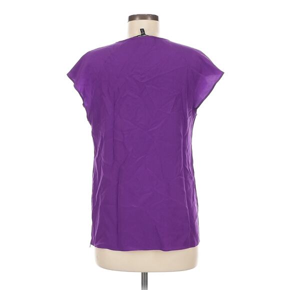 Derek LAM Royal Purple Silk Short Sleeve Top Sz. M - Picture 2 of 3